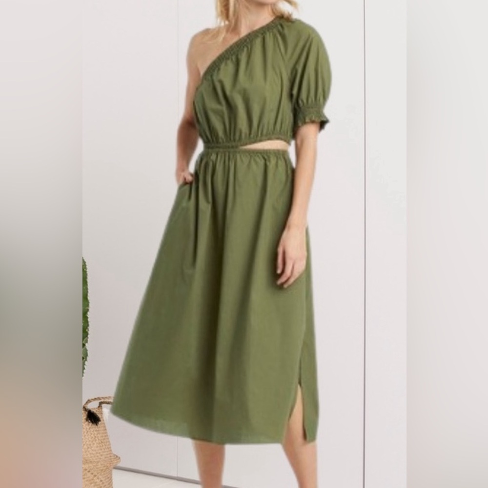 Green One Shoulder Midi Sundress